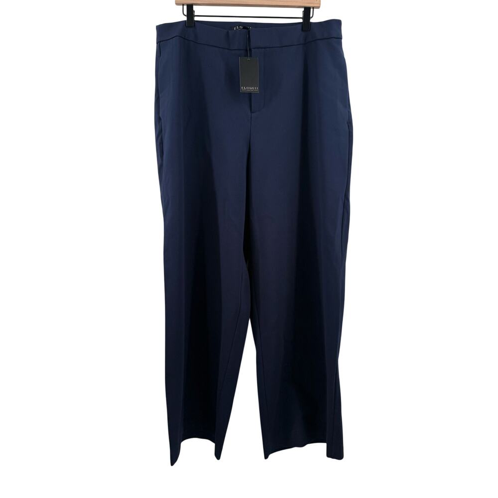 ELOQUII Dress Pants Size 18R Navy Blue Ponte Wide Leg NWT Plus Curvy Stretch